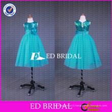 ED Beidal Real Sample Crew Neck Sequin Top Ball Gown Floor Length Tulle Green Flower Girl Dress 2017